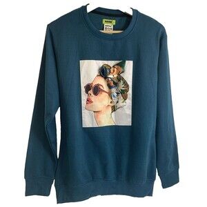 Chic 50's Rockabilly Woman 3D Bow Headband Teal Sweatshirt by Brink Women's XL